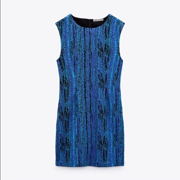 Zara blogger favorite blue sleeveless mini dress - Picture 8 of 9
